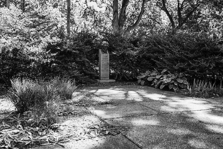 The bust of philosopher and statesman Johan Vilhelm Snellman is among those in the Finnish Garden (1958) and was the first addition to the Cultural Gardens in nearly two decades. Dedicated September 14, 1958.